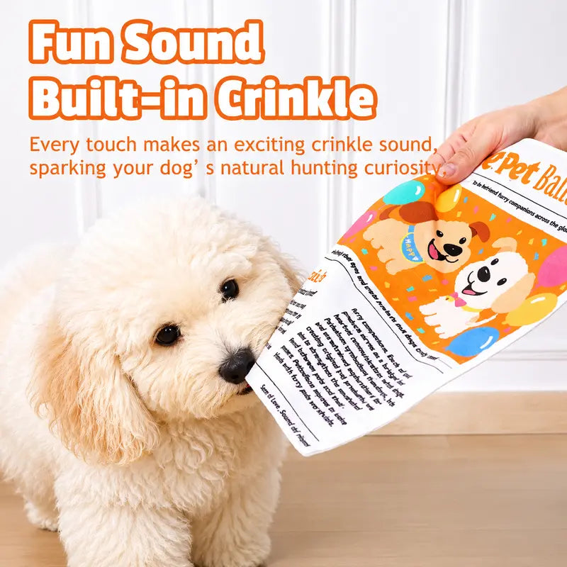 Durable Crinkle Newspaper Pet Balloon Dog Chew Toy Set Pack - 2 Large + 1 Small Set, Interactive Tough Chewer, Thick for Strong, Animal Print, Boredom Relief, Teeth Cleaning, Safe Non-Toxic Washable Quick-Dry Pet Accessory