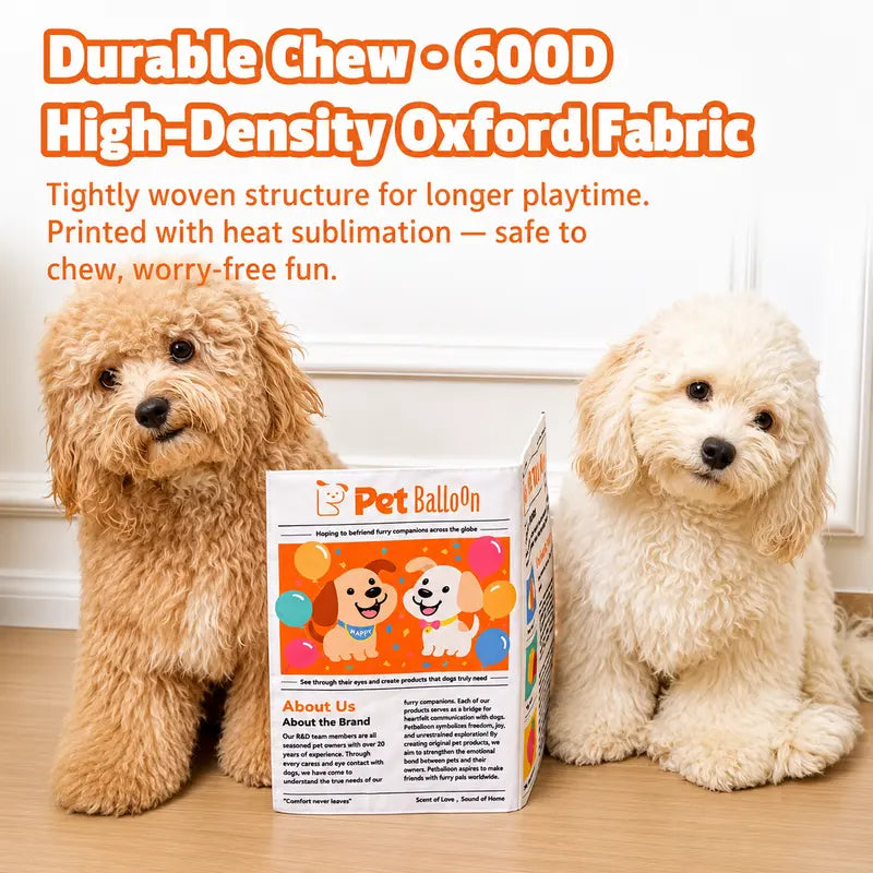 Durable Crinkle Newspaper Pet Balloon Dog Chew Toy Set Pack - 2 Large + 1 Small Set, Interactive Tough Chewer, Thick for Strong, Animal Print, Boredom Relief, Teeth Cleaning, Safe Non-Toxic Washable Quick-Dry Pet Accessory