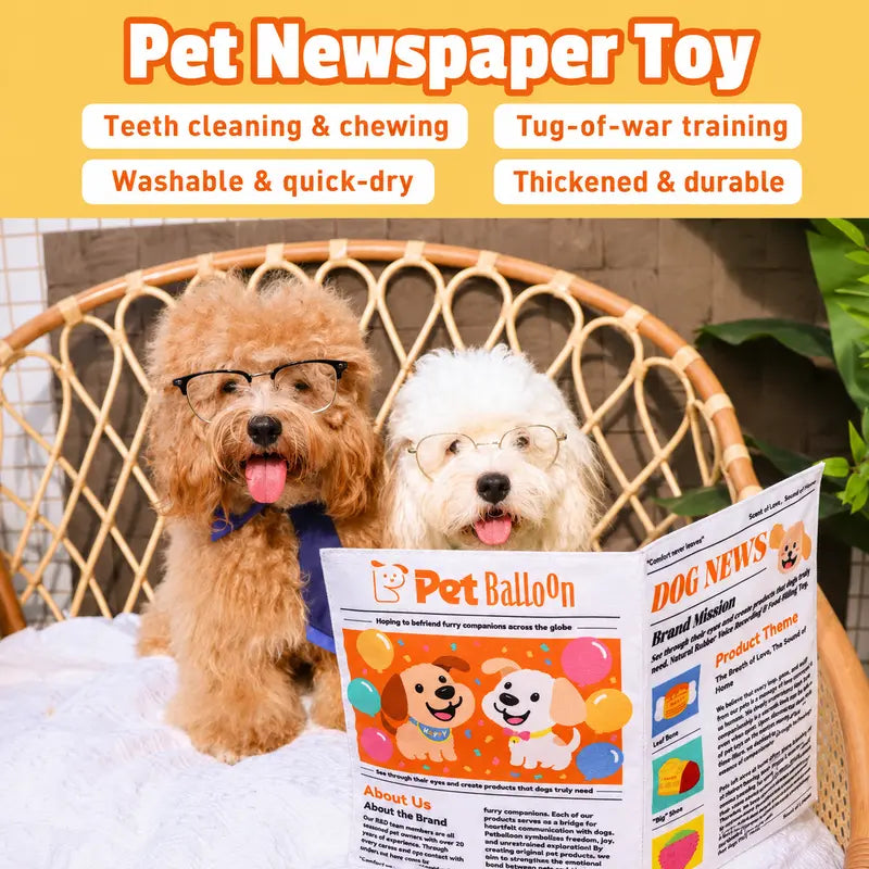 Durable Crinkle Newspaper Pet Balloon Dog Chew Toy Set Pack - 2 Large + 1 Small Set, Interactive Tough Chewer, Thick for Strong, Animal Print, Boredom Relief, Teeth Cleaning, Safe Non-Toxic Washable Quick-Dry Pet Accessory