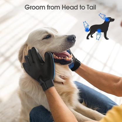 Transform Your Pet's Grooming Experience with the Ultimate Pet Hair Removal Glove - 255 Silicone Tips for Effortless Shedding - 1 Pair in Blue