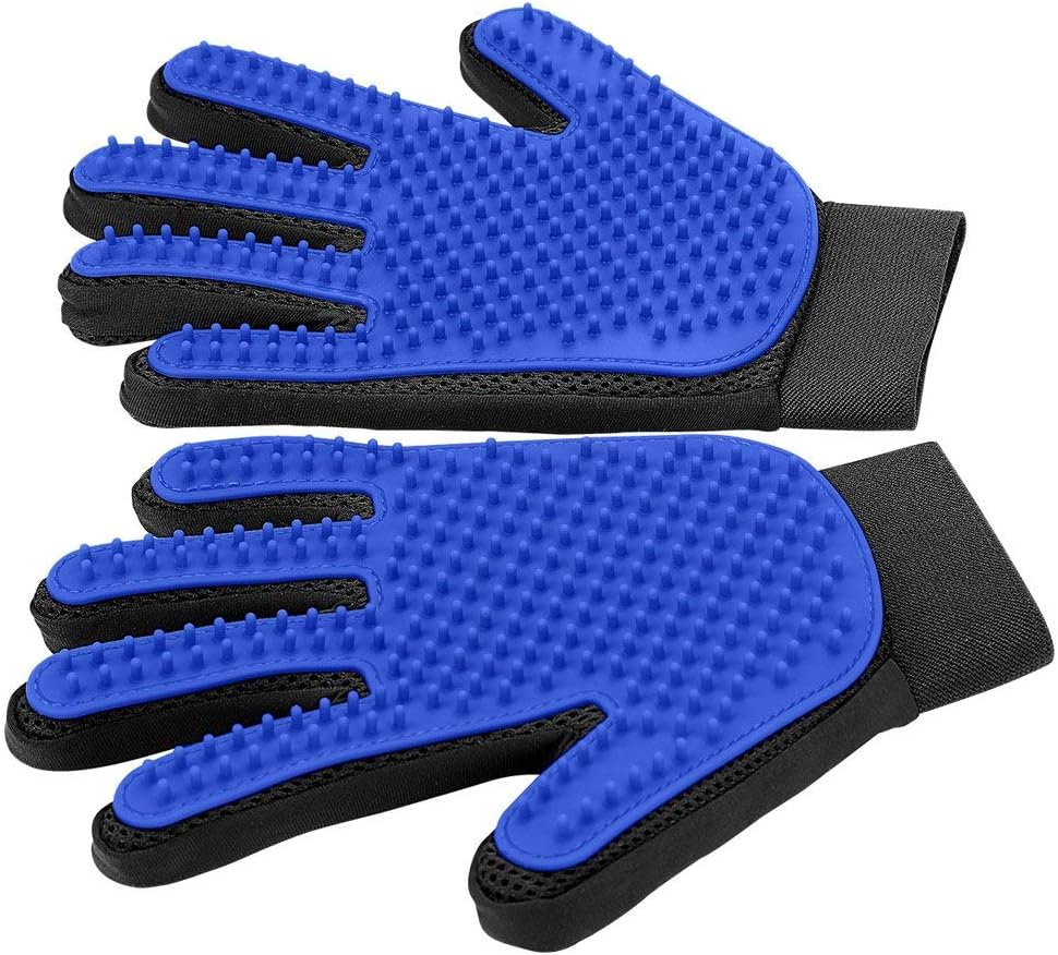 Transform Your Pet's Grooming Experience with the Ultimate Pet Hair Removal Glove - 255 Silicone Tips for Effortless Shedding - 1 Pair in Blue