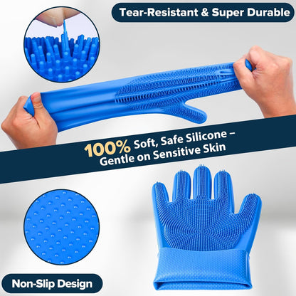 Transform Bath Time with Our Ultimate 6PCS Pet Grooming & Bath Kit for Dogs and Cats – Includes Washing Gloves, Bath Brushes, and More in Navy Blue