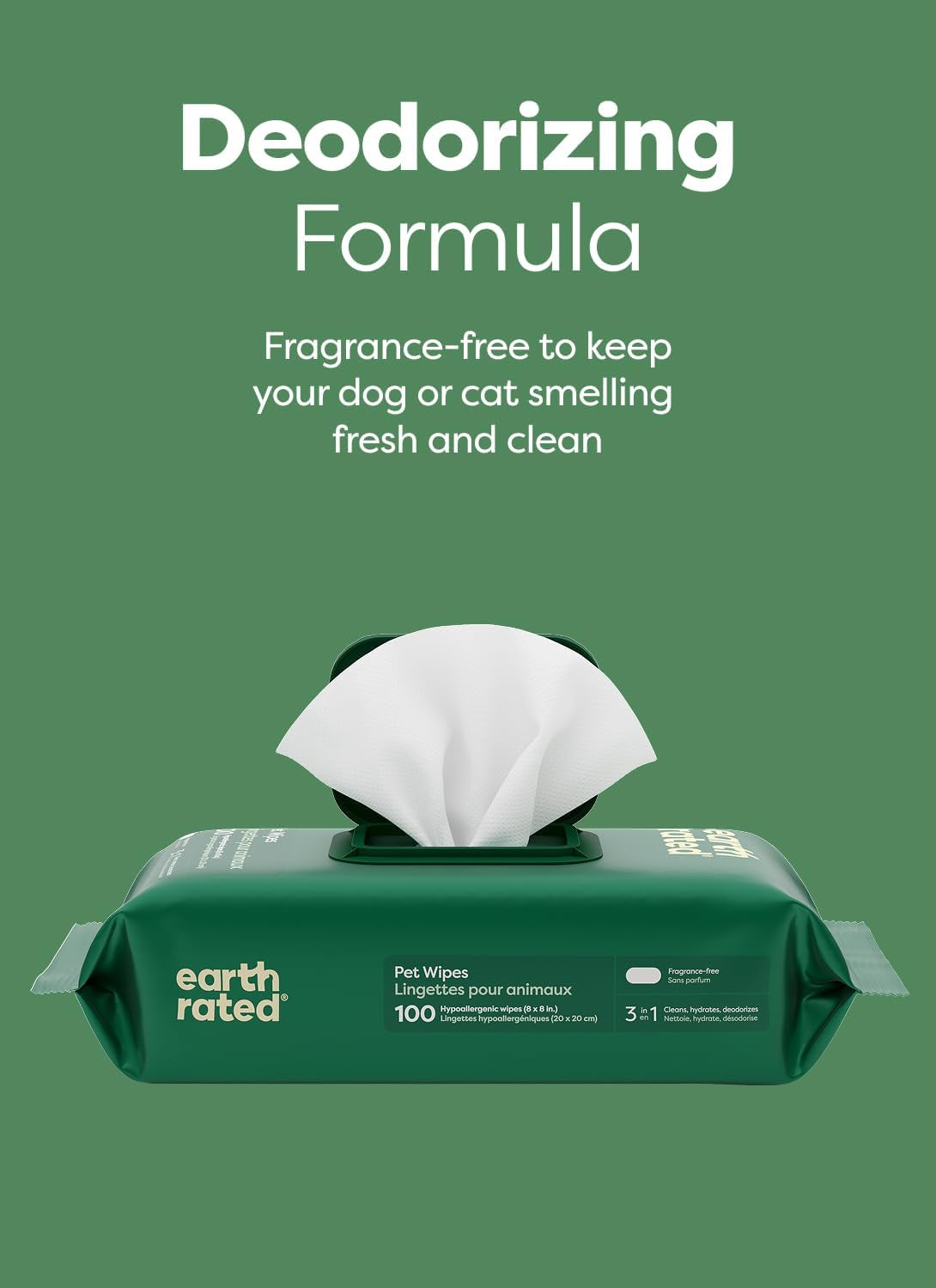 Eco-Friendly Dog Wipes - Deodorizing & Unscented, 100 Count for Paws & Butt Cleanliness