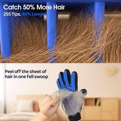 Transform Your Pet's Grooming Experience with the Ultimate Pet Hair Removal Glove - 255 Silicone Tips for Effortless Shedding - 1 Pair in Blue