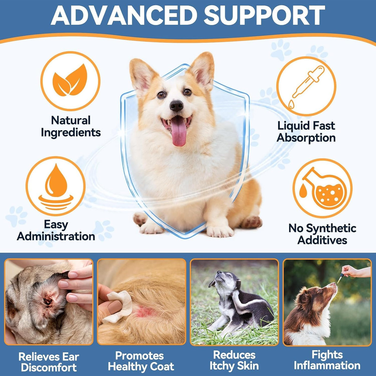 Natural Yeast Relief Drops for Dogs – Tasty Bacon Flavor – Soothes Itching, Ears & Paws, Supports Allergy Relief & Reduces Inflammation – 60ml