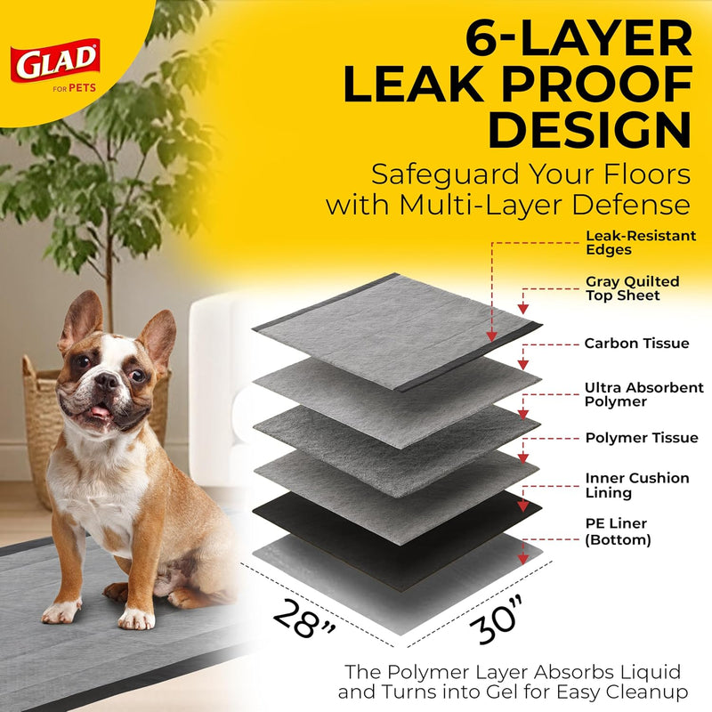 Extra Large Charcoal Dog Training Pads - 30 Count for Ultimate Odor Control and Protection