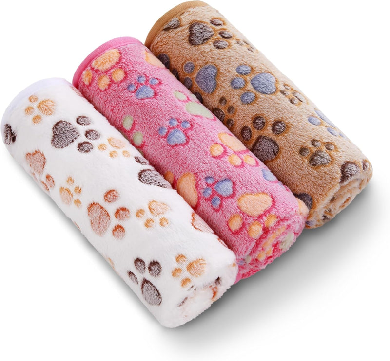 Cozy 3-Pack Fleece Dog Blankets - Soft & Stylish Throws for Pets