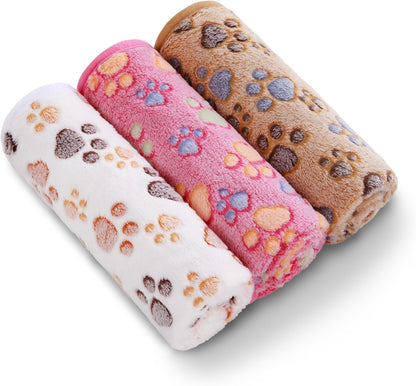 Cozy 3-Pack Fleece Dog Blankets - Soft & Stylish Throws for Pets