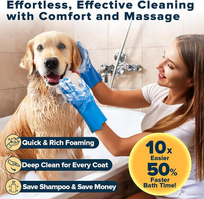 Transform Bath Time with Our Ultimate 6PCS Pet Grooming & Bath Kit for Dogs and Cats – Includes Washing Gloves, Bath Brushes, and More in Navy Blue