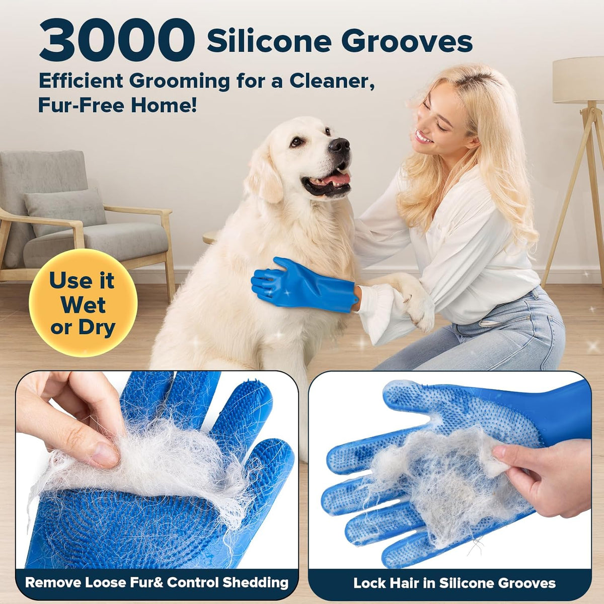 Transform Bath Time with Our Ultimate 6PCS Pet Grooming & Bath Kit for Dogs and Cats – Includes Washing Gloves, Bath Brushes, and More in Navy Blue