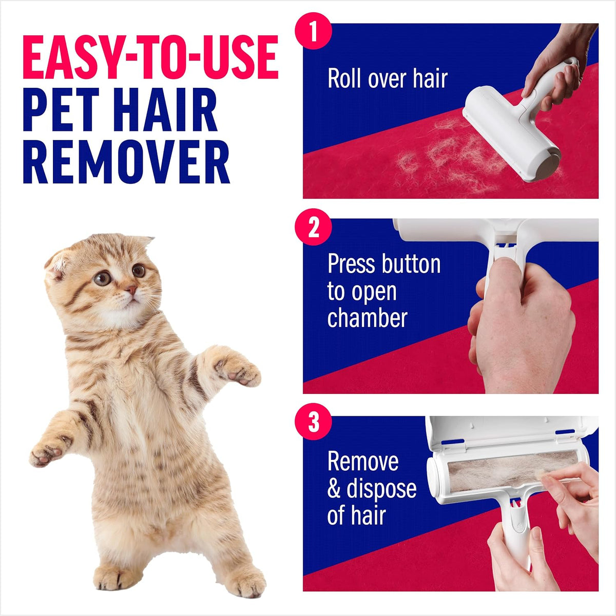 Ultimate Pet Hair Remover – Reusable Lint Roller for Effortless Cleaning of Cat & Dog Hair on Furniture, Carpets, Cars, and Bedding – Eco-Friendly & Portable (White Classic)