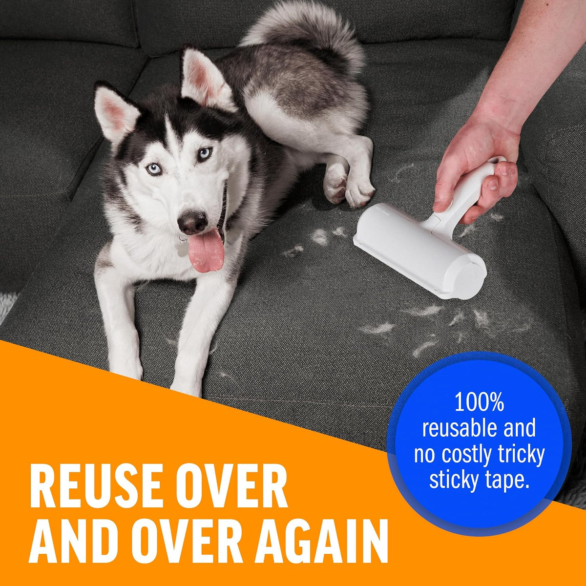 Ultimate Pet Hair Remover – Reusable Lint Roller for Effortless Cleaning of Cat & Dog Hair on Furniture, Carpets, Cars, and Bedding – Eco-Friendly & Portable (White Classic)