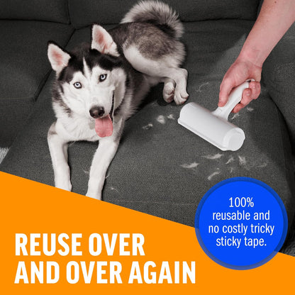 Ultimate Pet Hair Remover – Reusable Lint Roller for Effortless Cleaning of Cat & Dog Hair on Furniture, Carpets, Cars, and Bedding – Eco-Friendly & Portable (White Classic)