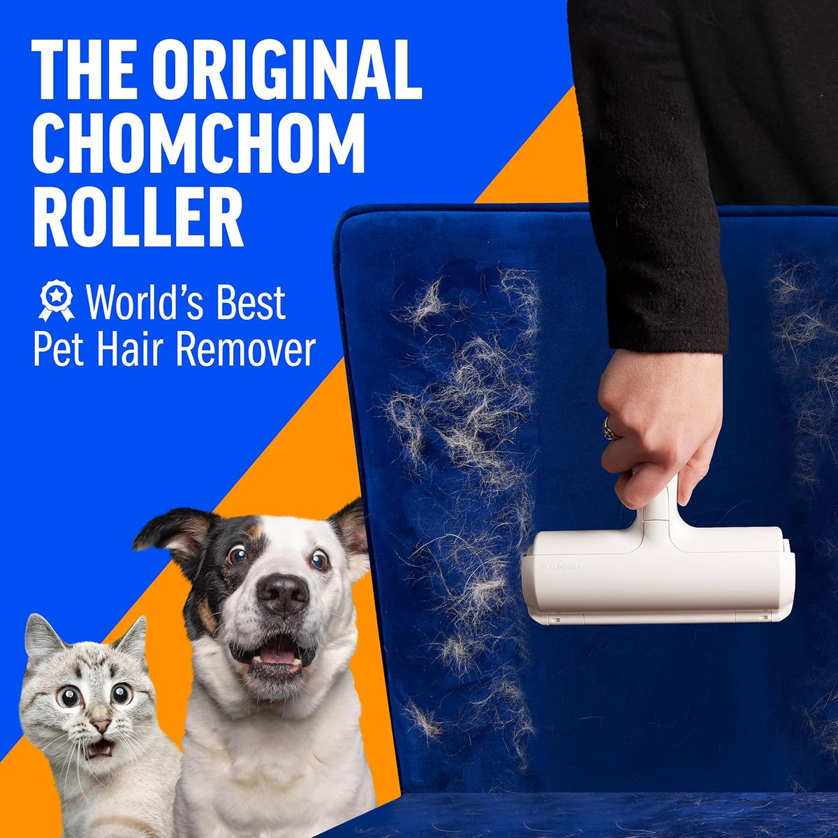 Ultimate Pet Hair Remover – Reusable Lint Roller for Effortless Cleaning of Cat & Dog Hair on Furniture, Carpets, Cars, and Bedding – Eco-Friendly & Portable (White Classic)