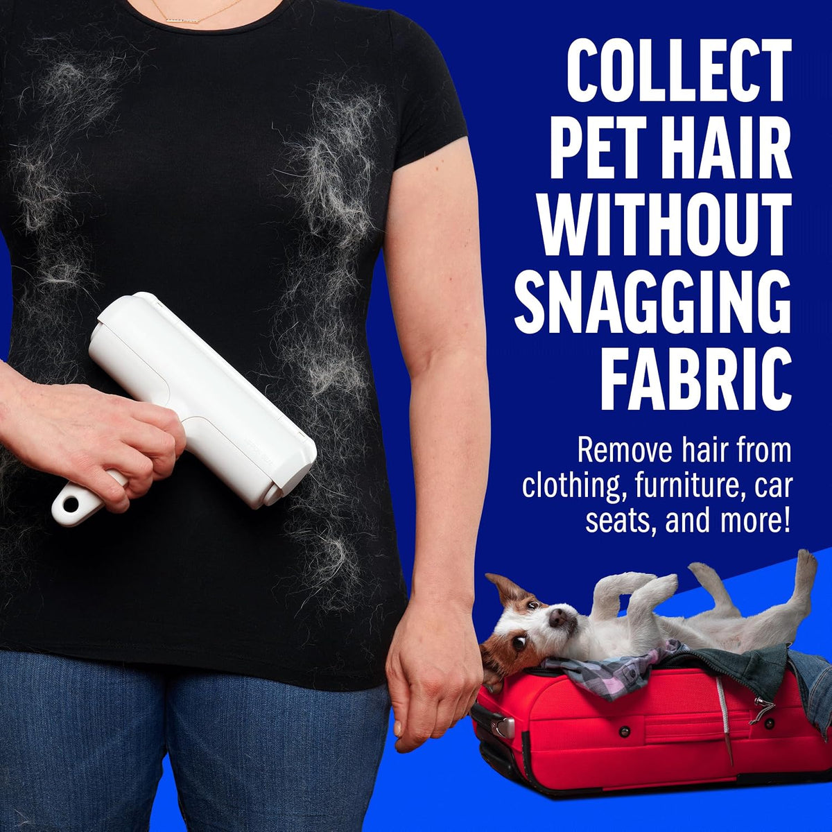 Ultimate Pet Hair Remover – Reusable Lint Roller for Effortless Cleaning of Cat & Dog Hair on Furniture, Carpets, Cars, and Bedding – Eco-Friendly & Portable (White Classic)