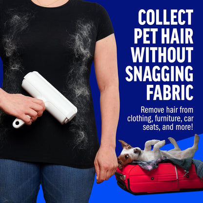 Ultimate Pet Hair Remover – Reusable Lint Roller for Effortless Cleaning of Cat & Dog Hair on Furniture, Carpets, Cars, and Bedding – Eco-Friendly & Portable (White Classic)