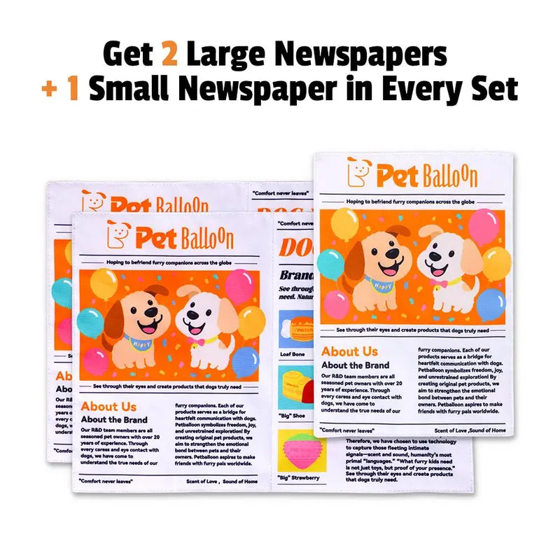 Durable Crinkle Newspaper Pet Balloon Dog Chew Toy Set Pack - 2 Large + 1 Small Set, Interactive Tough Chewer, Thick for Strong, Animal Print, Boredom Relief, Teeth Cleaning, Safe Non-Toxic Washable Quick-Dry Pet Accessory