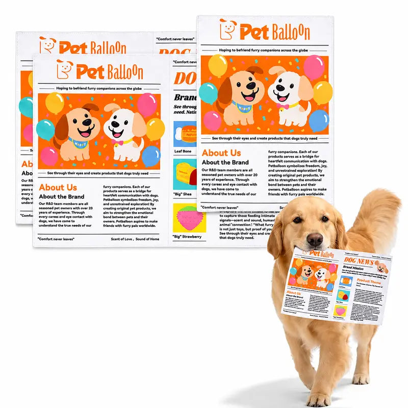 Durable Crinkle Newspaper Pet Balloon Dog Chew Toy Set Pack - 2 Large + 1 Small Set, Interactive Tough Chewer, Thick for Strong, Animal Print, Boredom Relief, Teeth Cleaning, Safe Non-Toxic Washable Quick-Dry Pet Accessory
