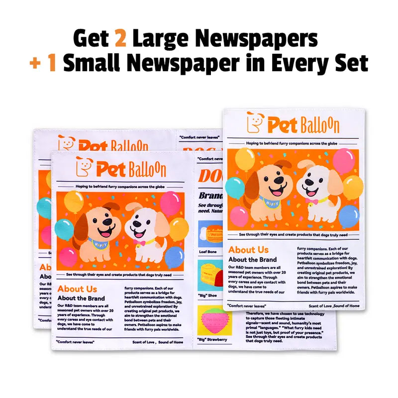 Durable Crinkle Newspaper Pet Balloon Dog Chew Toy Set Pack - 2 Large + 1 Small Set, Interactive Tough Chewer, Thick for Strong, Animal Print, Boredom Relief, Teeth Cleaning, Safe Non-Toxic Washable Quick-Dry Pet Accessory