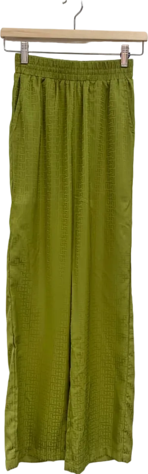 4TH Reckless Green Jacquard Wide Leg Trousers UK 6