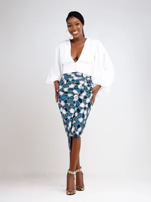 African Print Chinua front button skirt