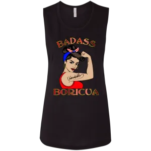 Badass Unbreakable Boricua Ladies' Flowy Muscle Tank