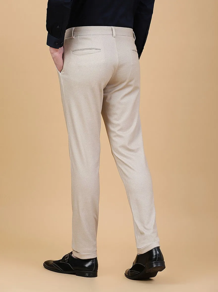 Beige Solid Slim Fit Club Wear Trouser | JB Studio