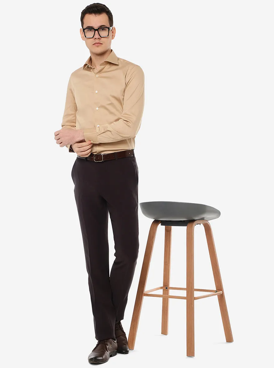 Beige Solid Slim Fit Party Wear Shirt | Wyre