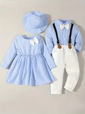 Brother and Sister Plaid Outfit Set