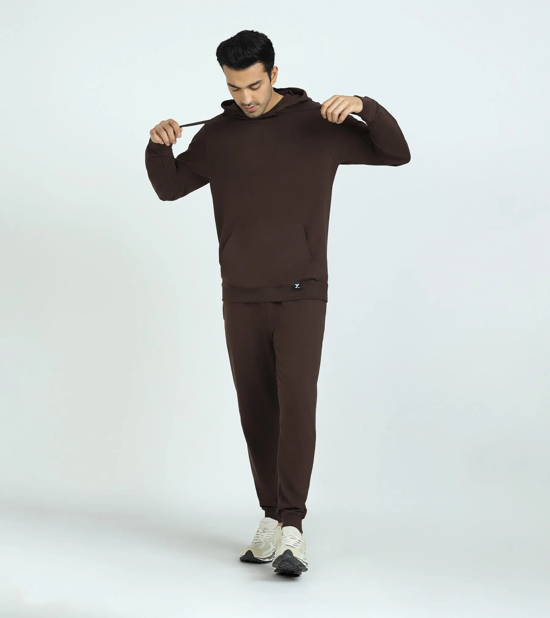 Cruze French Terry Cotton Hoodie and Joggers Co-Ord Set Malt Brown