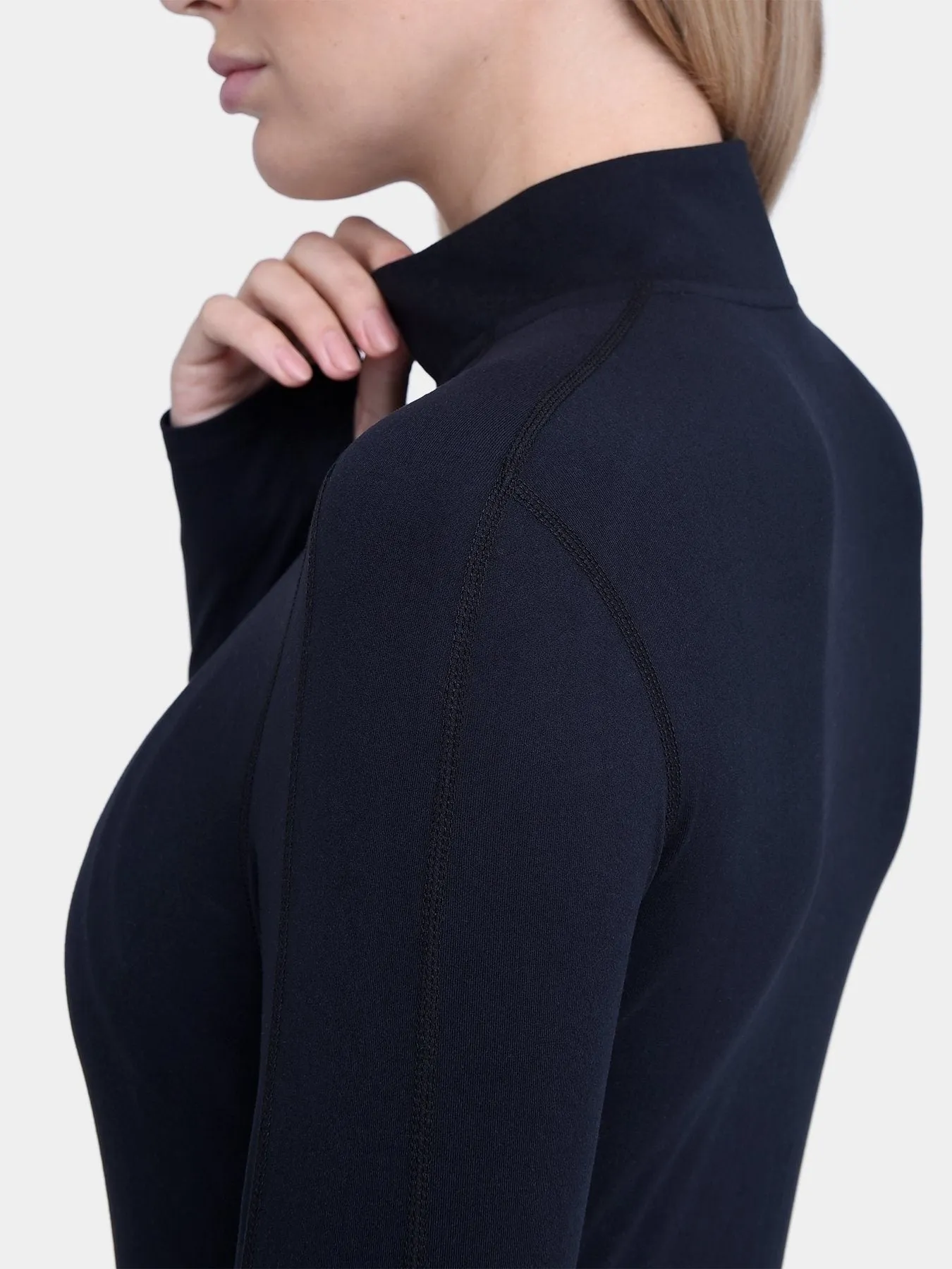 Fusion Half Zip Running Top For Women With Thumbholes & Back Zip Pocket