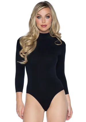 High Neck 3/4 Sleeve Bodysuit with Snap Crotch