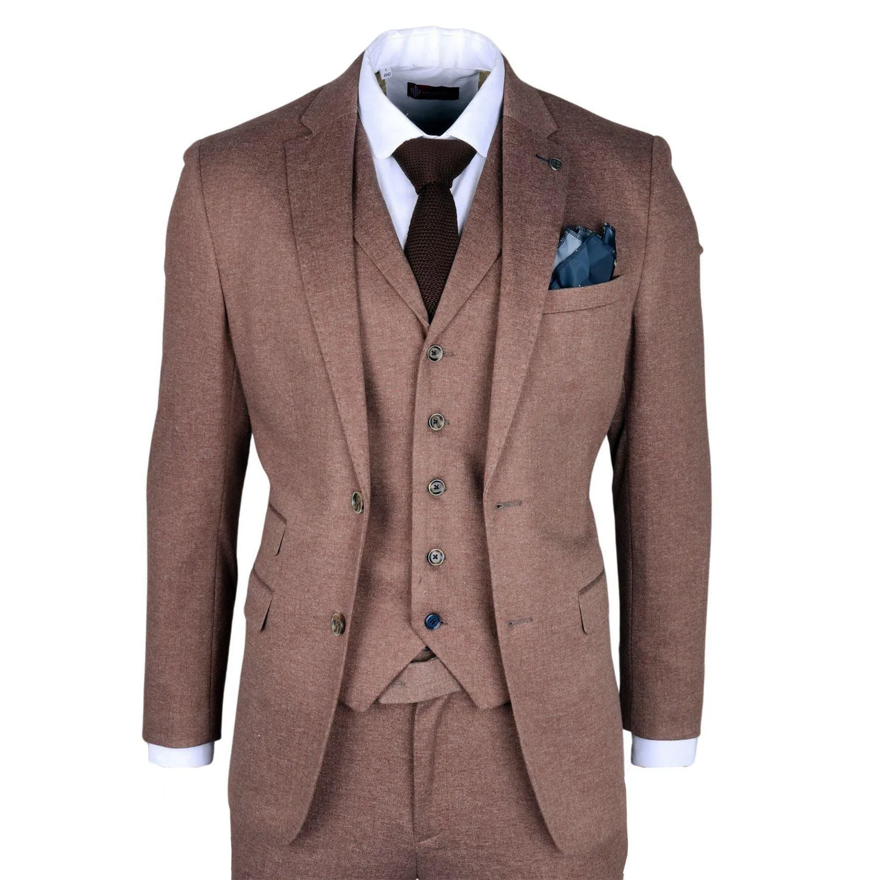 Men's Suit 3 Piece Brown Wedding Formal Dress