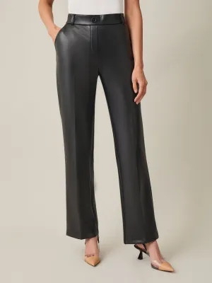 Petite Unlined Pull-On Trousers, Vegan Leather