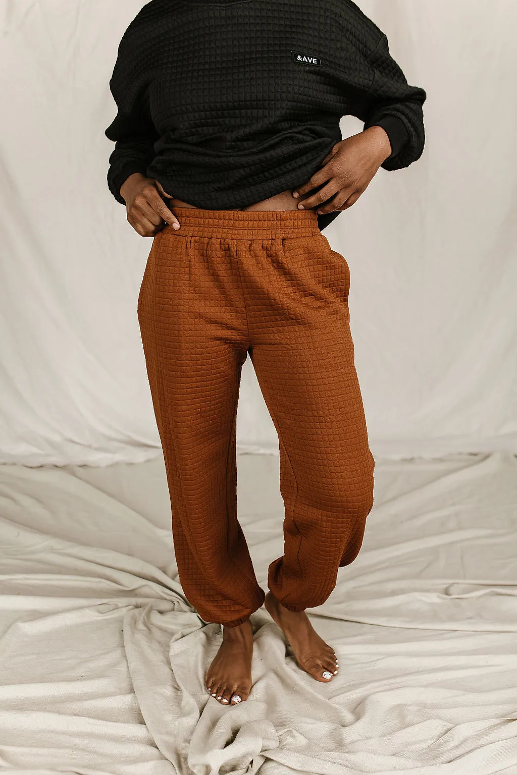 Quilted Joggers- Copper