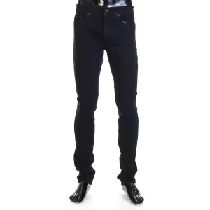 Skinny Jeans - Black Denim, Mid Rise, Five Pocket