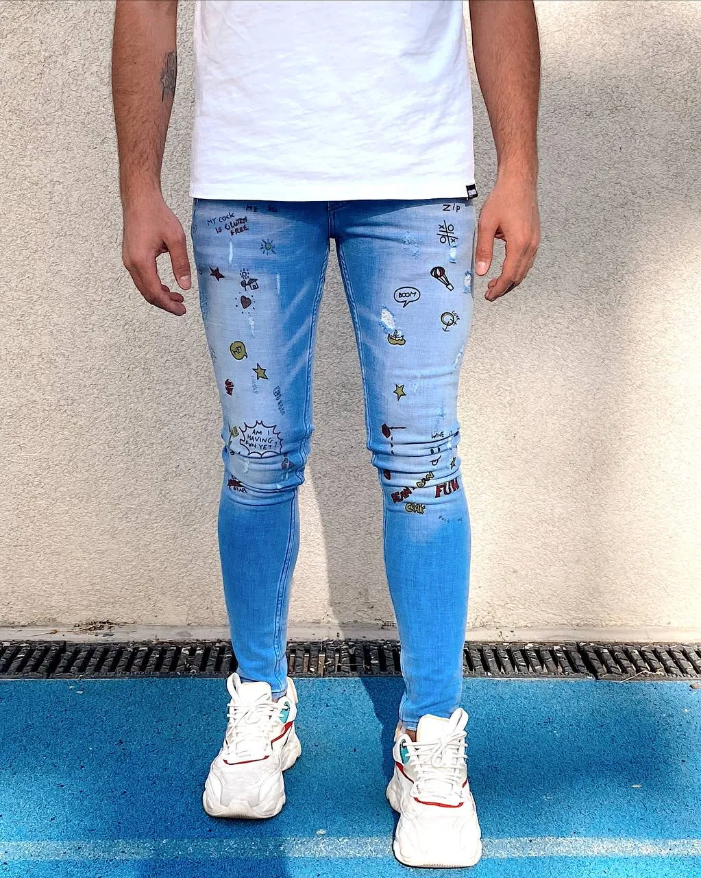 Sneakerjeans Printed Skinny Jeans R110