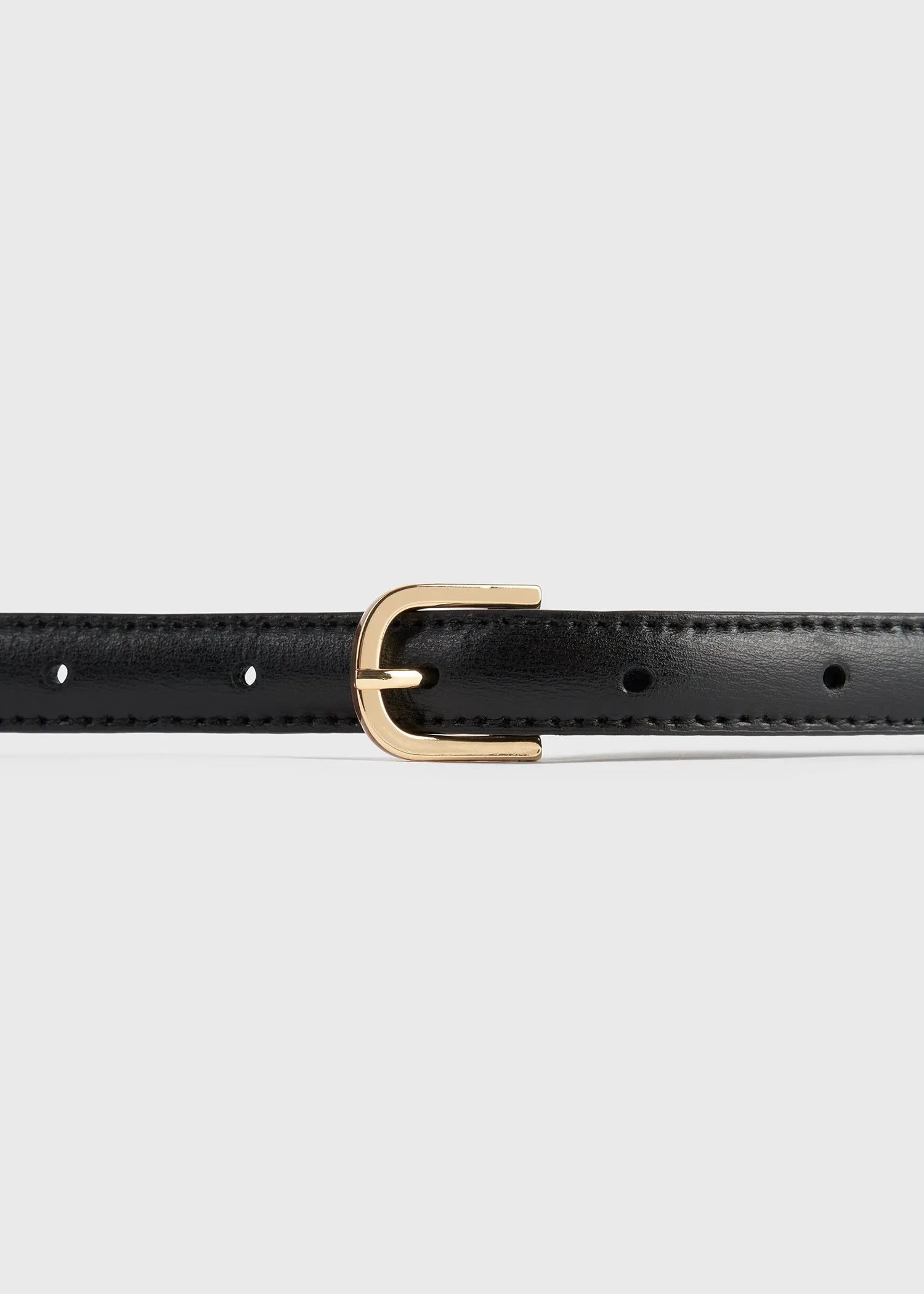 Thin leather trouser belt black