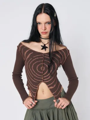 Tranceum Brown Asymmetrical Top